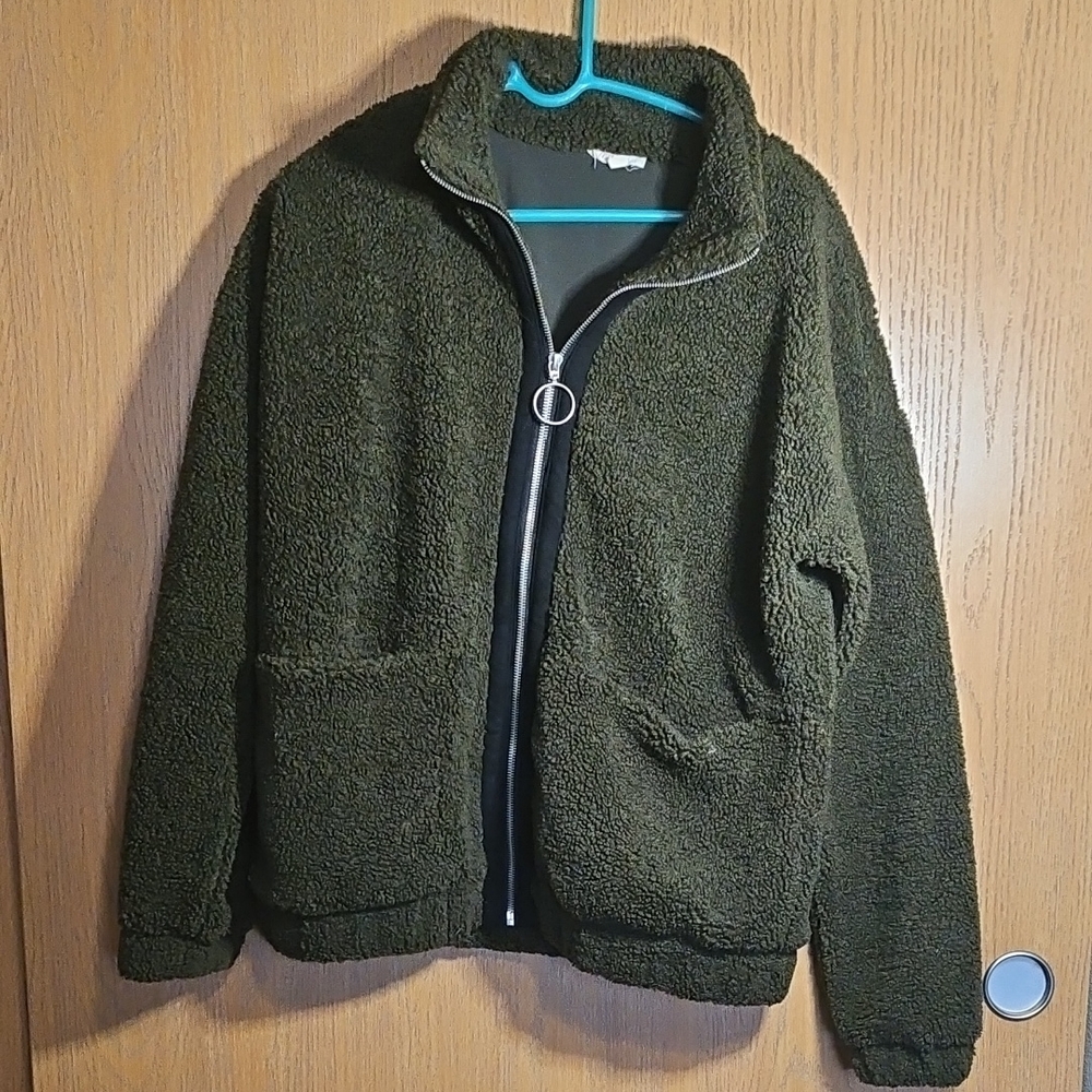 Mystree Olive Green Sherpa Jacket